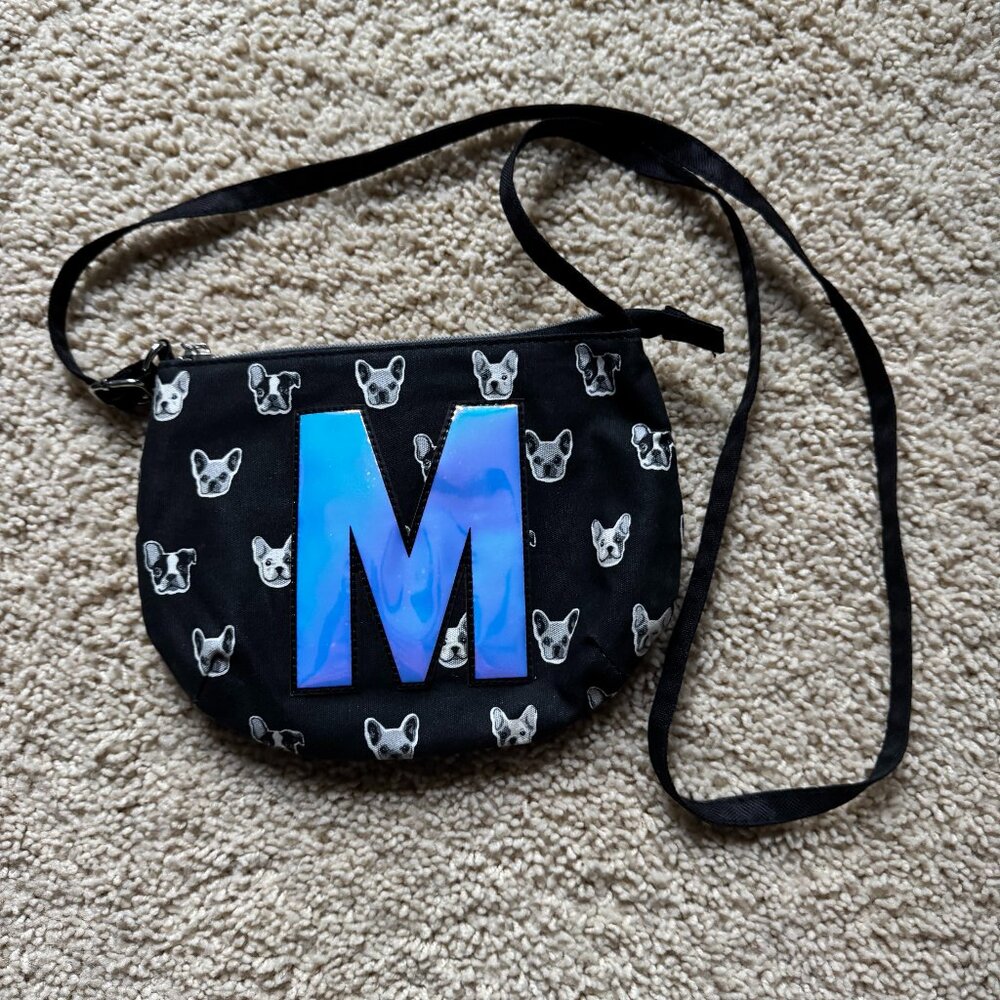 Justice girl's "M" monogram black purse